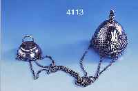 WEIHRAUCHSCHWENKER, RUßLAND UM 1830/40, 84ER SILBER, DURCHBRUCHARBEIT FEIN GESäGT UND PUNZIERT, ENGELSKOPFVERZIERUNG, L. CA. 48 CM