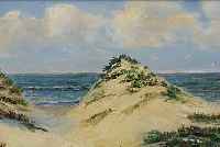 HENNIG, CARL, 1871 DRESDEN-1959 HANDORF, DüNENLANDSCHAFT, ÖL/LWD, RE. U. IN DIE NASSE FARBE GERITZTE SIGNATUR, CA. 30 X ...