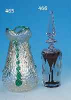 FLAKON, BöHMEN, UM 1900, FARBLOSES GLAS, INNEN RUBINROTER ÜBERFANG, FACETTIERT, H. CA. 22 CM