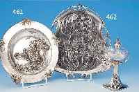 KLEINE ÖLLAMPE, WMF, UM 1900, , METALL VERSILBERT TEILS IN DURCHBRUCHARBEIT, GESCHLIFFENER GLASEINSATZ, H. CA. 14.5 CM