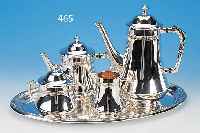 KAFFEE- UND TEESET, WMF, UM 1910-20, , METALL VERSILBERT, BLATTGIRLANDENDEKOR, BESTEHEND AUS: KAFFEEKANNE, TEEKANNE, SAHNE- GIEßER UND ...