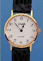 GLASHÜTTE HERRENARMBANDUHR, UNGETR. LAGERW.,UM 1985, LEDERB. NEU, METALL HARTVERG., EDEL- ST.-BODEN GEDR., EMAILFARB. ...