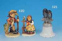 TISCHGLOCKE, ROSENTHAL, VOR 1928, PORZELLAN,BEKRöNUNG IN FORM EINES EULENPäRCHENS, UNTER- GLASURBEMALUNG, KLöPPEL FEHLT, SIGN. K. HIM- MELSTOSS, ...