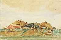 UNBEKANNTER MONOGRAMMIST EM, WERFT AUF NORDMARSCH, AQUARELL, MONOGRAMMIERT UND DAT. AUG 69, ALTERSSPUREN, 13 X 23 CM, UNTER GLAS ...