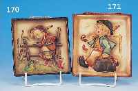 WANDRELIEF, HUMMEL, 1936, , MODELLNR. 126, ANGSTHASE, FEINSTEINGUT, BUNT BEMALT, CA. 12 X12 CM