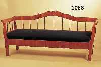 BANK, SüDDEUTSCH, UM 1860, , KIRSCHBAUM FURNIERT, STREBEN BUCHE GEDRECHSELTKLEINERE ALTERSBEDINGTE FURNIERSCHäDEN, H. CA. 94 CM, B. ...