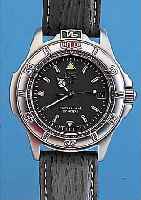 HEUER/TAG HERRENARMBANDUHR, PROFESSIONAL REF.-NR. WF1111-0, SCHWEIZ 1999, EDELST. MATT.BODEN U. KRONE GESCHR., BEI FERTIGST. WASSER- D. BIS 200 ...