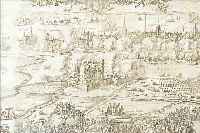 KUPFERSTICH AUS PUFENDORF: OSTSEECHRONIK, 1695, GESAMTANSICHT VON KOPENHAGEN, CA. 27 X 106 CM, PP