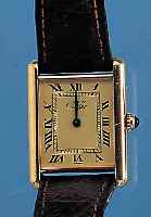 CARTIER HERRENARMBANDUHR TANK, SCHWEIZ UM 1990, STERLINGSILBER HART VERG., HIGH-TECH- QUARTZWERK, BODEN 4-FACH VERSCHR., SCHMUCKKRO-NE, ...