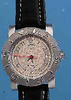 ORFINA HERRENTAUCHERUHR AUTOMATIK, SCHWEIZ UM 1999, EDELST. MATT., BODEN U. KRONE GE- SCHR., LüNETTE EINS. RAST. DREHB., VERS. BLATT, ...