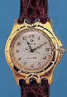 CHAGALL HERRENARMBANDUHR AUTOMATIK, SCHWEIZ UM 1995, METALL HARTVERG., MATT., BODEN U. KRONE GESCHR., UNGETR. LAGERW., ORIG.-LEDERB. U. ETUI, ...