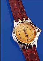 CHAGALL HERRENARMBANDUHR AUTOMATIK, SCHWEIZ UM 1995, EDELST. MATT., KRONE U. LüNETTE HART-VERG., BODEN U. KRONE GESCHR., UNGETR. LAGERW.ORIG.-BAND ...