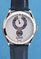 AUGUSTE REYMOND HERRENARMBANDUHR JUMPIN HOUR, REF.-NR. 56001, SCHWEIZ UM 1996, EDELST. POL., BEIDS. MINERALFLACHVERGL., UNGETR. LA- GERW., ...