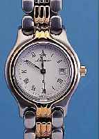 ATLANTIC DAMENARMBANDUHR, REF.-NR. 6605, SCHWEIZ UM 1995, EDELST. MATT., KRONE, LüNETTESOWIE ZWISCHENGL. HARTVERG., SICHERHEITSFALT- SCHL., ...