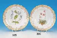 TELLER, ROYAL KOPENHAGEN, FLORA DANICA, 90ER JAHRE, PORZELLAN, REICHE GOLDSTAFFAGE, TIEF,D. 22 CM