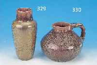 VASE, SARREGUEMINES, UM 1900, STEINGUT MIT BRAUNER LAUF- UND GOLDENER KRISTALLGLASUR, H. CA. 21 CM