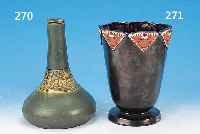 VASE, K. MOBACH UTRECHT, UM 1900, KERAMIK, GRüN GLASIERT, RELIEFIERTER DEKOR, H. CA. 21 CM, MIN. BEST.