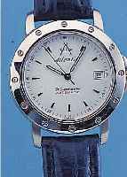 ATLANTIC HERRENARMBANDUHR WORLD-MASTER, REF.-NR. 3904, SCHWEIZ UM 1997, EDELSTAHL MATT., TEILW. MATT., BEIDS. SAPHIRFLACHVERGL.,25 ST., ...
