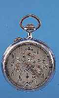 ROSKOPF FRERES HERRENTASCHENUHR LEPINE, SCHWEIZ/RUSSLAND UM 1910, EISEN, NUTZSP. üBER-ARB., DATUM, TAG U. MONATSANZEIGE IN KYRILL., ...