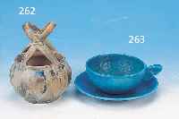 HENKELKöRBCHEN, FRANKREICH, L. GREBER NANCY, UM 1910, STEINGUT, MIT BLAU-GRAUER LAUFGLA- SUR, H. CA. 13 CM