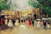 MORRO, PAUL, *1925 LEIPZIG, FRANZöSISCHER BOULEVARD MIT ZAHLREICHEN PERSONEN, ÖL/LWD., SIGN., 30 X 50 CM, R.