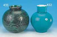 VASE, GUSTANSBERG, DATIERT 1936, KERAMIK, GEDREHTER DEKOR, SILBERDEKOR AM RAND, H. CA. 16 CM