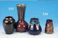 KLEINE VASE, CLEMENT MASSIER, UM 1900, STEINGUT, IN SICH GEDREHTE FORM, DUNKELROTE LüSTERGLASUR MIT GEäTZTEM PFLANZENDEKOR, H. CA. 8.5 CM