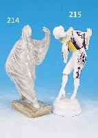 PORZELLANFIGUR, HUTSCHENREUTHER, ABTEILUNG FüR KUNST, UM 1930, BAJAZZO, PARTIELL BUNT BEMALT, H. CA. 17 CM, EIN FINGER BESCH.