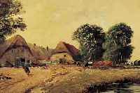 UNBEK. KüNSTLER ANFANG 20. JH., LäNDLICHE SZENE MIT PERSONENSTAFFAGE, ÖL/LWD., UN- LESERLICH SIGN., 67 X 81 CM, R.