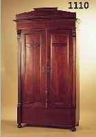 SCHRANK, DT., UM 1900/10, NUßBAUMFURNIER, ALTERSSCHäDEN, KRONE L. BEST., CA. 210 X 116 X58 CM, OHNE SCHLüSSEL