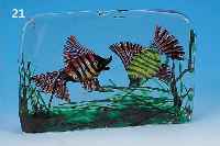 AQUARIUM, GINO CENEDESE, 50ER JAHRE, GLAS, MIT ZWEI EINGESCHMOLZENEN FISCHEN, EINGE- STOCHENE LUFTBLASEN, UNSIGNIERT