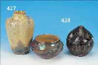 VASE, SOUFFLENHEIM, WOHL ELCHINGER, UM 1910, KERAMIK, MEHRFACH GEDELLT, GRüN-BRAUNE LAUF- GLASUR, H. CA. 14 CM