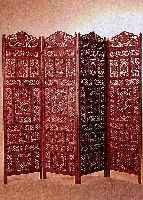 14-TEILIGER PARAVENT, MADRAS/INDIEN, 20. JH., ROTHOLZ REICH GESCHNITZT IN DURCHBRUCHARBEIT, JE ELEMENT CA. 185 X 50 CM, NICHT ALLE ...