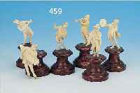 SECHS MINIATURFIGUREN, ERBACH, UM 1900, ELFENBEIN GESCHNITZT, MUSIKANTENGRUPPE, JE- WEILS AUF HOLZSOCKEL GEKLEBT (1X ABGEBR.): DIRIGENT, ...