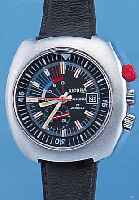 SICURA HERRENARMBANDUHR CHRONO, SCHWEIZ UM 1970, MASSIV METALL MATT VERCHR., EDELST.-BO- DEN GESCHR., SCHEINCHRONOGRAPH, ZIFFERBL.- AUßENKRANZ ...