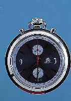 O.W. TASCHENCHRONOGRAPH SCHWEIZ UM 1968, METALL VERCHR., BEIDS. VERGL., 45-MIN.-STOPP- ZäHLER BEI 12, TACHYMETERAUßENSKALA AUF MEI- LENBASIS, ...