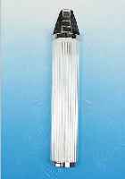 PAAR WANDLAMPEN, FRANKREICH, 50ER JAHRE, VERCHROMTE METALLMONTUREN, EINGESETZT GLAS- STäBE, JE ZWEI BRENNSTELLEN, H. CA. 29 CM