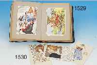 SAMMLUNG AUS CA. 100 PIN-UP-KARTEN, FRANKR., UM 1950-1955, FARBLITHOGRAPHIEN, IN LEDER- ALBUM, JE CA. 14 X 9 CM