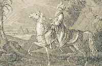 KONVOLUT VON 5 BLATT, MIT PFERDE- DARSTELLUNGEN: 1.) KUPFERSTICH V. RIDINGER, AUGSBURG, CA. 1725, "EIN SERRASKIER AUS DER ...
