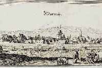 KONVOLUT VON 2 BLATT, B. WüRTEMBERG UND MARBACH: 1.) KUPFERSTICH M. MERIAN, GA MARPACH, 9,5 X 32,5 CM, UM 1650; 2.) ALT- KOLOR. ...