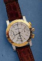 GIRARD PERREGAUX ARMBANDCHRONOGRAPH , 7700, SCHWEIZ, UM 1994, EDELST. POL., PROFILDRüCKER,KRONE, SOWIE LüNETTE HARTVERG., ORIG.-LEDERB. M. ...