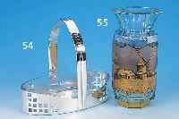 VASE, SCHEIBE, 30ER JAHRE, FARBLOSES GLAS, H. 20.5 CM, FACETTIERT, REICH BEMALT, ...