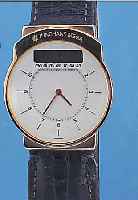 JUNGHANS HERRENARMBANDUHR, MEGAQUARTZ, DEUTSCHLAND UM 1990, METALL HARTVERG., EDEL- ST.-BODEN, LEDERB., KOMB. ANALOG U. DIGITAL- ANZ., ...
