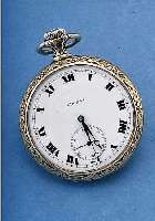 DOXA HERRENTASCHENUHR, LEPINE, SCHWEIZ UM 1910, METALL VERS., RüCKS. RELIEFIERTE DARST. EINER ENTENJAGD, PERF. EMAILBL. SIGN., 15 ST.,WERK VERN., ...