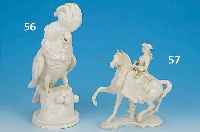 PORZELLANFIGUR, NYMPHENBURG, 20ER J., SOG. KNOCHENPORZELLAN, REITERIN ZU ROSS, 1 OHR GE- KLEBT, H. 22,5 CM, L. 17 CM