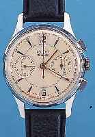 POLJOT ARMBANDCHRONOGRAPH, SOWJETUION UM 1954, METALL VERCHR., EDELST.-BODEN U. GLAS- R. GEDR., VERS. ORIG.-BLATT, ALTERSBED. L. FL., ...