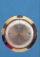 GLASHÜTTE HERRENTASCHENUHR, REF.-NR. 408, DEUTSCHLAND UM 1970, ROSE-G. PLAQUE GEH., 17 ST., KAL. 69,1 (M. DATUM), STOßGES., D. CA. 45 MM, EZ 2