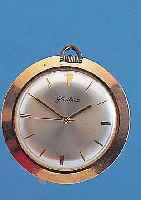 GLASHÜTTE HERRENTASCHENUHR, REF.-NR. 9506, DEUTSCHLAND UM 1970, ROSE-G. PLAQUE GEH., 17 ST., KAL. 70,1, STOßGES., D. CA. 45 MM, EZ 2