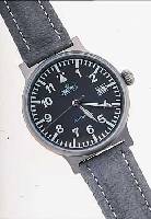 ARISTO HERRENARMBANDUHR MILITARY, DEUTSCH- LAND/SCHWEIZ 2000, TITAN, MINERALFLACHGL., KONTRASTZIFFERBL., LEDERB., NEUTR. ETUI, 25 ST., ...