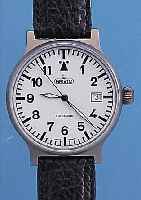ARISTO HERRENARMBANDUHR MILITARY, DEUTSCH- LAND/SCHWEIZ 2000, TITAN, MINERALFLACHGL., KONTRASTZIFFERBL., LEDERB., NEUTR. ETUI, 25 ST., ...